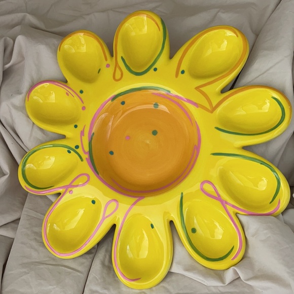 Department56 Flower DeviledEgg CeramicServing Tray - Picture 2 of 8